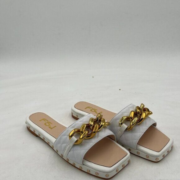 FSJ Women Sexy Square Open Toe Comfortable Flat Thick Sole Cushion Sandals - Picture 2 of 8